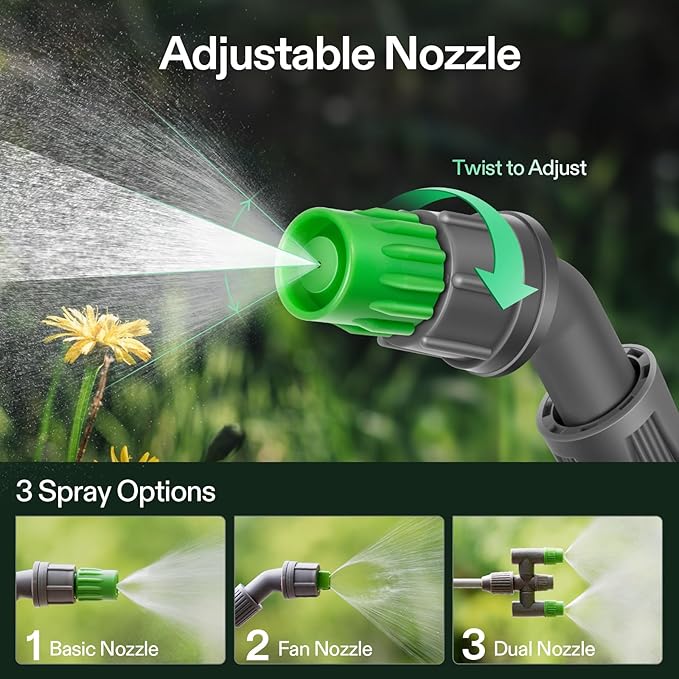 VIVOSUN Pump Sprayer 1.8 Gallon, Portable Water Spray Bottle in Lawn and Garden Yard, Weed Sprayer for Plants with 3 Nozzles, Adjustable Shoulder Strap, Pressure Relief Valve