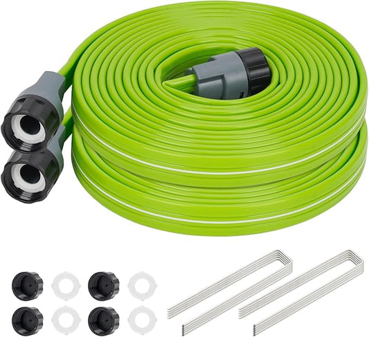 Sprinkler Soaker Hose 15FT 2Pack, Watering Hose with Holes, High-Efficiency Sprinklers System for Garden and Lawn with Staples