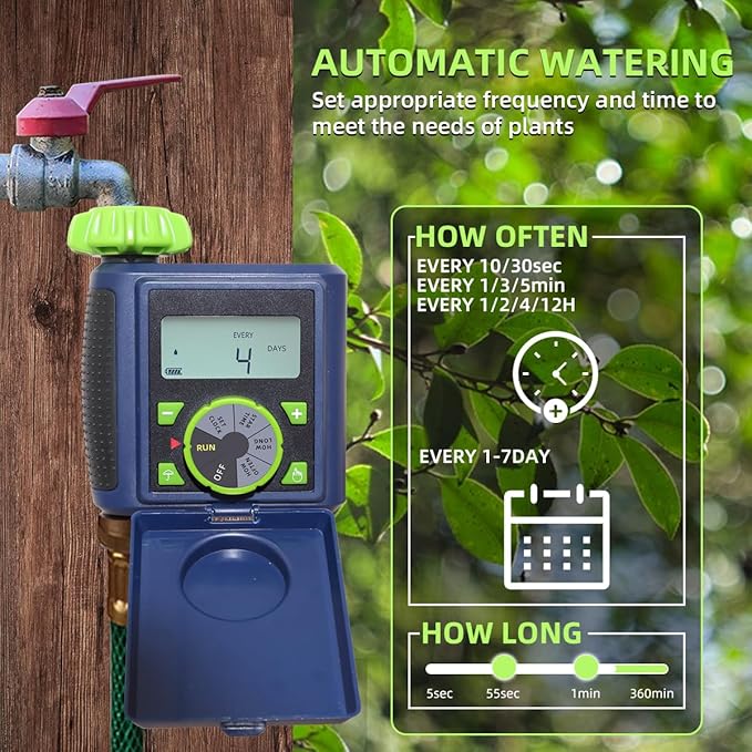 Single Water Timer Garden Irrigation Controller Sprinkler Hose Timer with Big Dial and Large LCD Screen Automatic Electronic Solenoid Valve