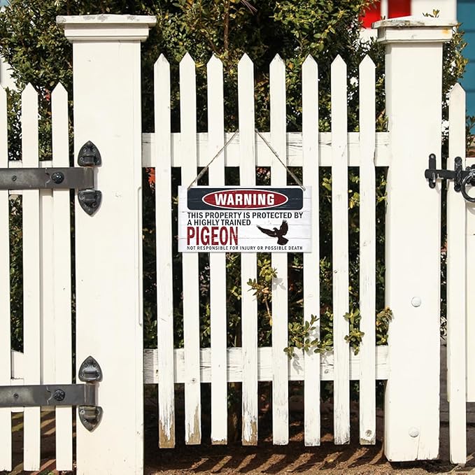 Warning Sign, Pigeon Warning Wood Plaque Sign, Funny Door Signs, Decorative Wood Hanging Suspension Plaque, Farmhouse Wooden Wall Decor, Outdoor Hanging Wooden Signs