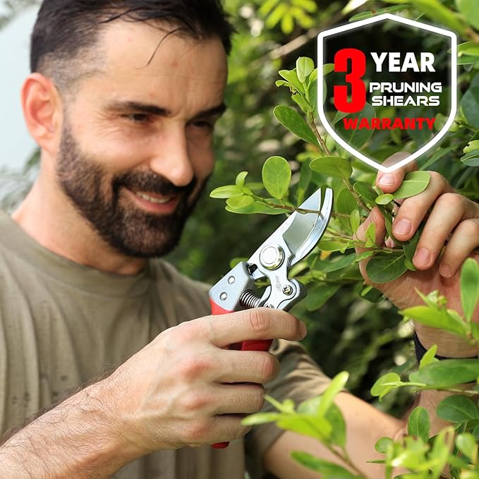 Pruning Shears for Gardening - DECERK 8.5" Professional Bypass Garden Scissors & Clippers, Heavy Duty Hand Held Pruners for Branch & Tree Trimming, Gardening Gifts for Women Men, 2025 Gardener Tools