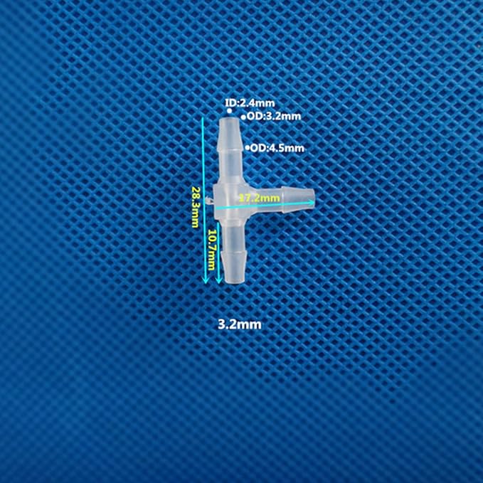 Unifizz T - Piece Hose Equal Paths Tube Accessories,3.2mm Equal Paths Plastic Hose Tube Connector For Cooling Watering Irrigation, Transparent, 10Pcs