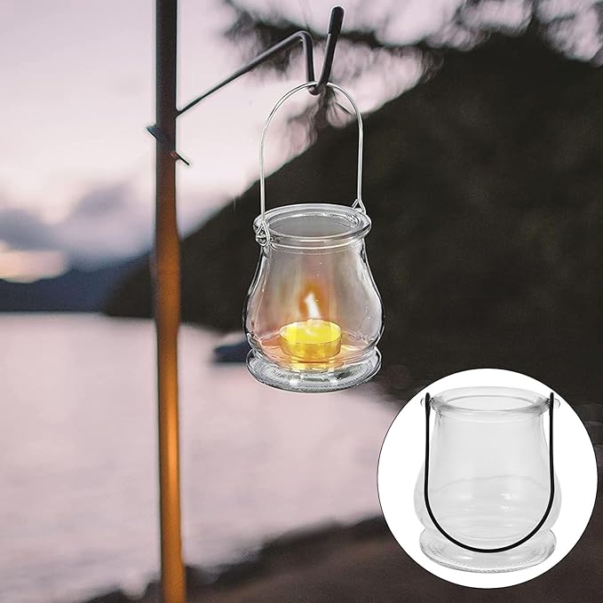 Cabilock 4pcs Hanging Candle Holders, Clear Tealight Holder, Hanging Glass Vase, Fillable Plant Succulent Vase Hanger for Party Wedding Decoration