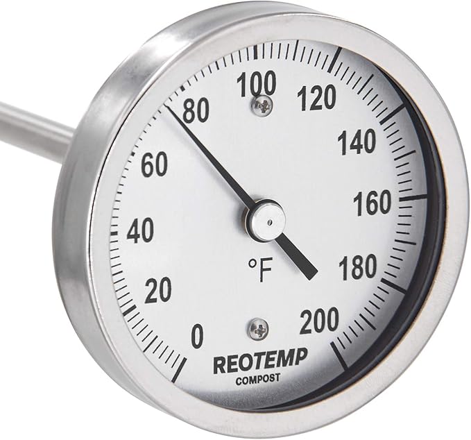 REOTEMP Heavy Duty Compost Thermometer - Fahrenheit (24 Inch Stem), Made in The USA