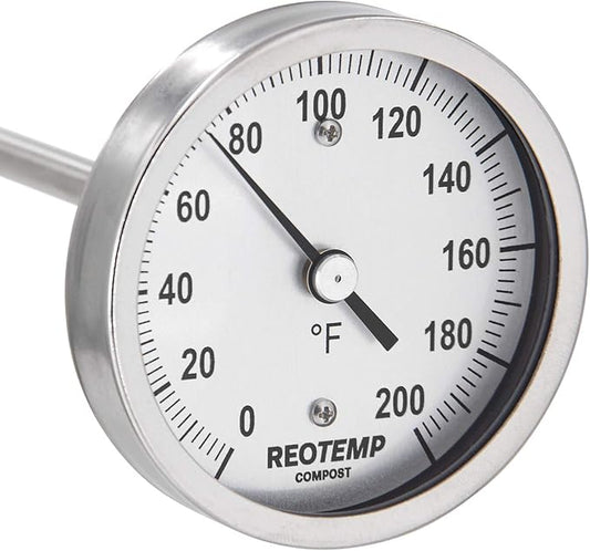 REOTEMP Heavy Duty Compost Thermometer - Fahrenheit (24 Inch Stem), Made in The USA