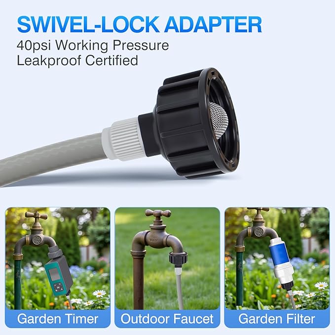 30 Pcs Misting Cooling System, Outdoor Misting System for Patio, 25 FT Misting Line Plastic Adapter, Outdoor Mister System for Patio, Garden, Trampoline, Greenhouse