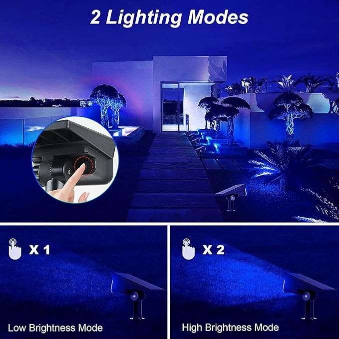 2W Solar Spotlights,T-SUNUS IP65 Waterproof Outdoor Solar Lights Landscape Lighting Wall Light Auto On/ Off with 2 Green Dual Spot Headlamp for Tree,Patio, Yard, Garden