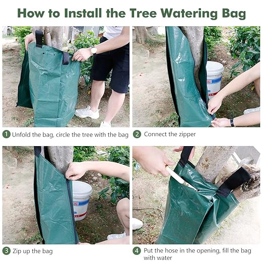 Remiawy Tree Watering Bag, 20 Gallon Slow Release Watering Bag for Trees, Tree Irrigation Bag Made of Durable PVC Material with Zipper (3 Pack 5-8 Hours Releasing Time)