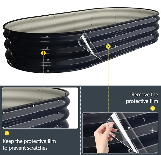 Kesfitt Raised Garden Bed Kit,Outdoor Galvanized Planter Raised Boxes with Safety Edging and Gloves,Large Metal Raised Garden Beds for Gardening Vegetables,Fruits,Flower(6x3x1FT)