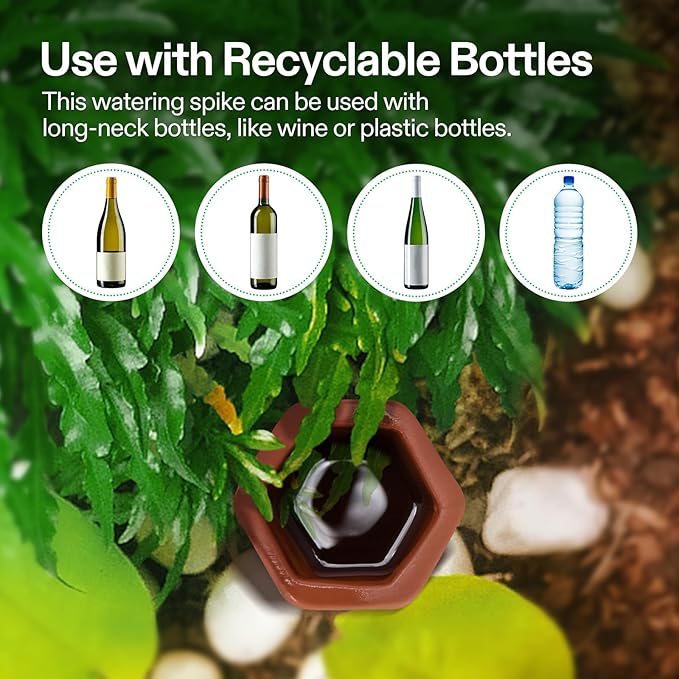 VIVOSUN 10Pcs Self-Watering Spikes, 7 Inch Hexagonal Terracotta Watering Stakes, Auto-Water Device, Planter Insert for Indoor & Outdoor Potted Plants, 10-Pack