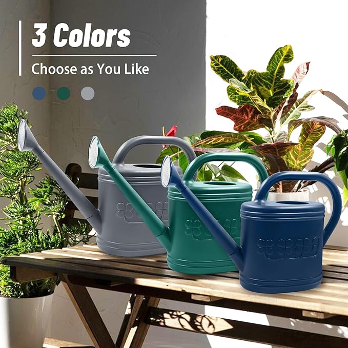 2 Gallon Watering Can, Outdoor Watering Can for Plants, Garden Water Can with Removable Long Spout and Stainless Steel Sprinkler Head, Large Water Can for Greenhouse (Dark Blue, 2 Gallon)