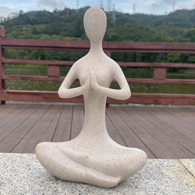 Yoga Figure Figurine Ornament for Home, Zen Buddhist Namaste Yoga Statue Sculpture Indoor & Outdoor Decor for Birthday Mothers Day