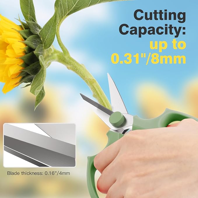Flower Scissors, Strong Floral Shears,3PCS Premium Steel Garden Pruning Shears Floral Fruits Leaf Scissors Hand Pruner Snip Trimming Tool for Gardening Flower Arrangement, Green