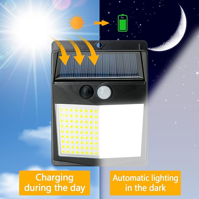 Solar Lights Outdoor 238 LED, 270° Wide Angle Motion Sensor Lights with 3 Modes, IP65 Waterproof Solar Powered Wall Lights for Yard Garden, Patio, Driveway(4 Pack)