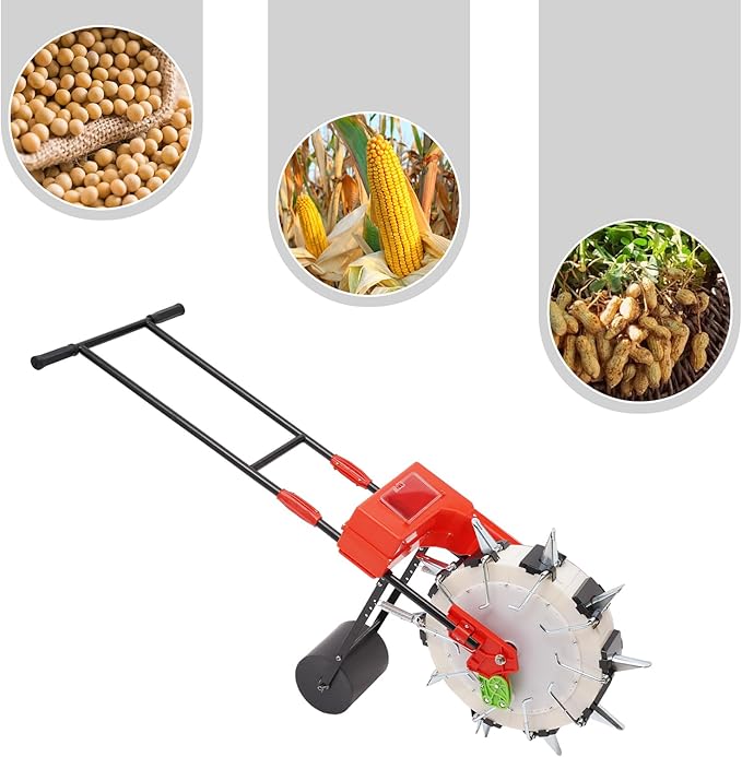 Seed Sower & Fertilizer Applicator,Manual Seeder Handheld Seeding Machine,10 Nozzles Precision Manual Seeder Portable Hand Push Seeder with Adjustable Design
