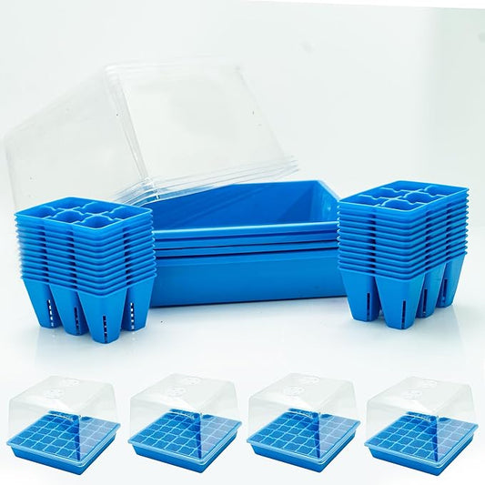 Bootstrap Farmer Countertop Seed Starter Kit in Blue, Reusable 1010 Tray Bundle with Inserts and Humidity Dome