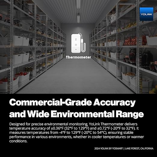 YoLink Smart Freezer Thermometer, LoRa Wireless Fridge Temperature Sensor 3-Pack, Ideal for Refrigerator, Freezer, Greenhouse, Pet Cage, App & SMS Alerts, 5-Year Battery, Hub Requied