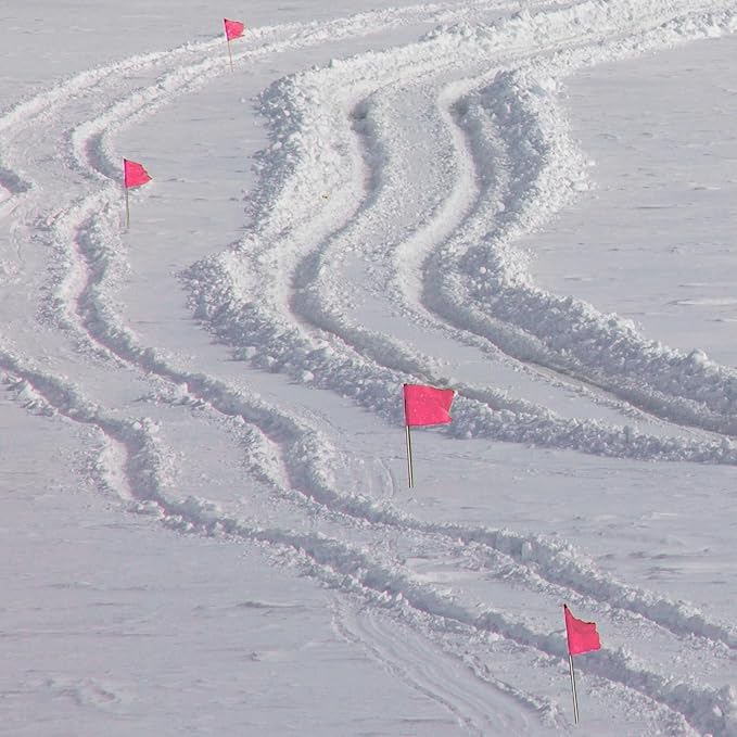 Zozen 50Pack Fluorescent Pink Marking Flags, Writable/15x4x5 Inch, Yard Flags for Lawn & Irrigation & Landscape & Sprinkler & Survey & Dog Training.