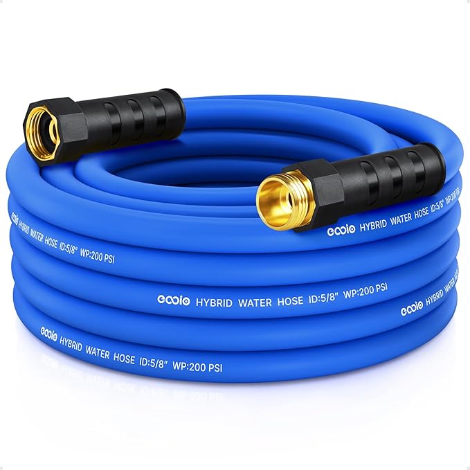 Heavy Duty Garden Hose 25 ft, Non-Expanding Flexible Water Hose, Kink Resistant Lightweight Hybrid Hose, Leakproof Hose Male to Female Fittings