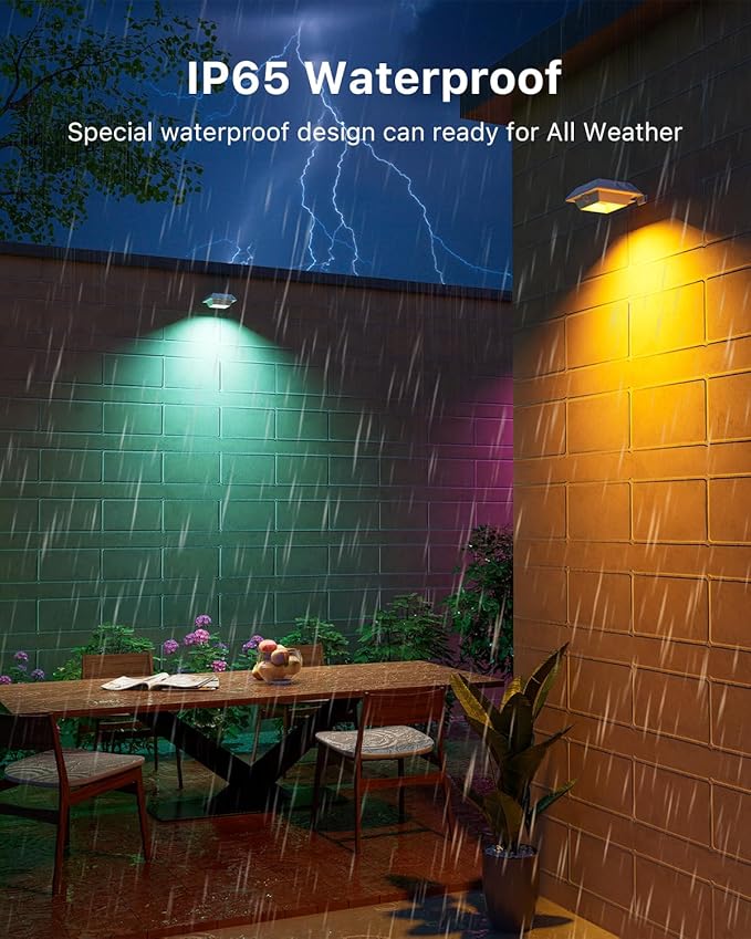 Color Changing Solar Gutter Lights Outdoor Waterproof 12 LED Clip On Gutters Light for Rainspout, Fence, Rail, Wall, Deck, Garden, Yard, Garage, Patio, Pool, Decoration to Create Memorable Moments