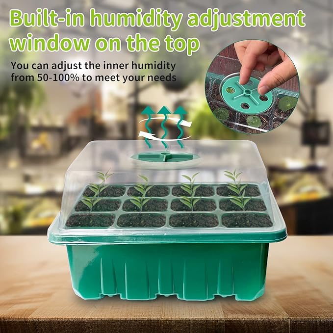 NAMOTEK Plant Heat Mat with 5 Set Seed Starter Tray & Humidity Domes, 60 Cell Trays Germination Station Cloning Kit