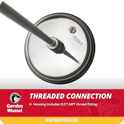 Garden Weasel Analog Soil & Composting Dial Thermometer - 36-Inch Probe | Measures 0 to 220 Degrees Fahrenheit | Soil Temperature, Worm Compost | 98001-A