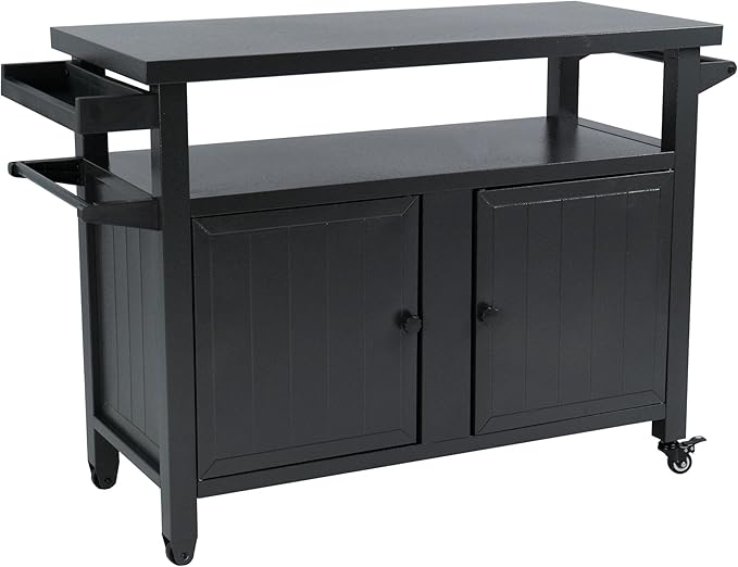 Kozyard BBQ Grill Storage Cart/Bin, Grill Carts Outdoor Storage Cabinet with Wheels, Cooking Prep BBQ Table for Patio Island Home Party Bar (Grey)