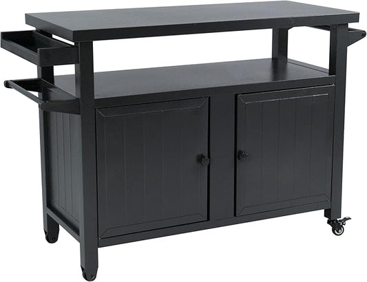 Kozyard BBQ Grill Storage Cart/Bin, Grill Carts Outdoor Storage Cabinet with Wheels, Cooking Prep BBQ Table for Patio Island Home Party Bar (Grey)
