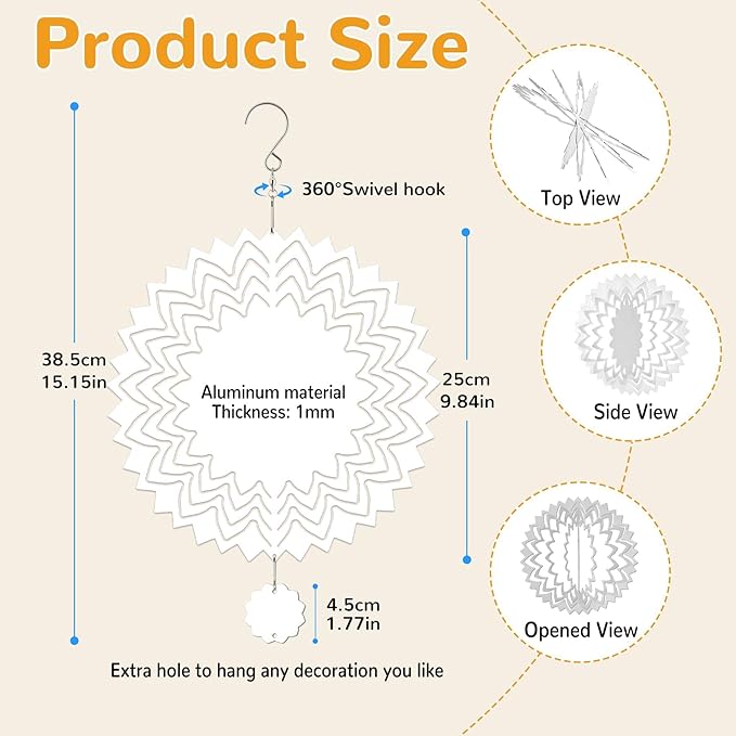 10 Pack Sublimation Wind Spinner Blanks, 10 Inch Sublimation Wind Spinners, 3D Aluminum Metal Hanging Wind Spinner Bulk for Garden Yard Outdoor, Window Porch Decoration for Heat Press Transfer DIY