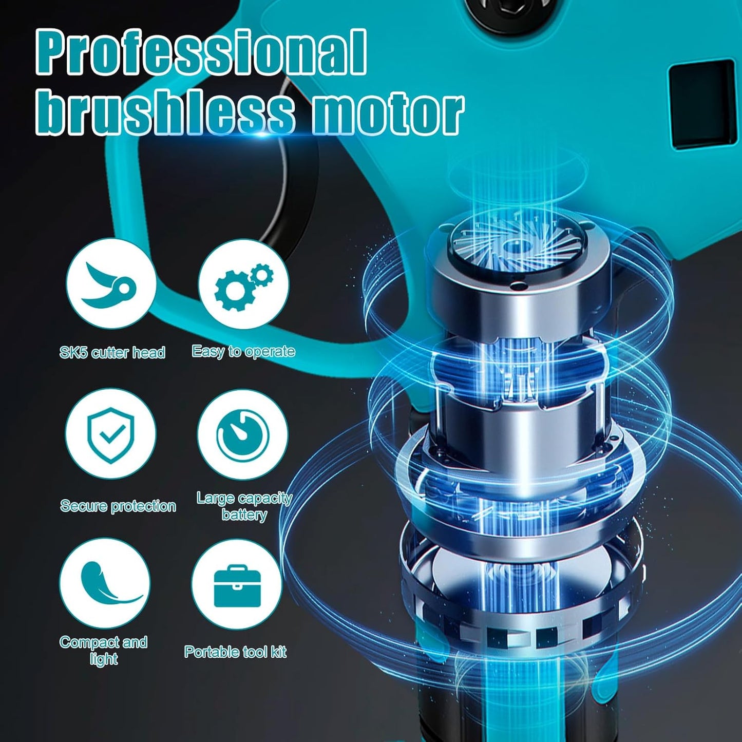 Electric Pruning Shears Compatible with Makita 18V Battery, 2.55“ (65mm) Cutting Diameter, Brushless Pruner Cutter with LED Display & SK5 Blades for Gardening Tree Pruning (Battery NOT included)