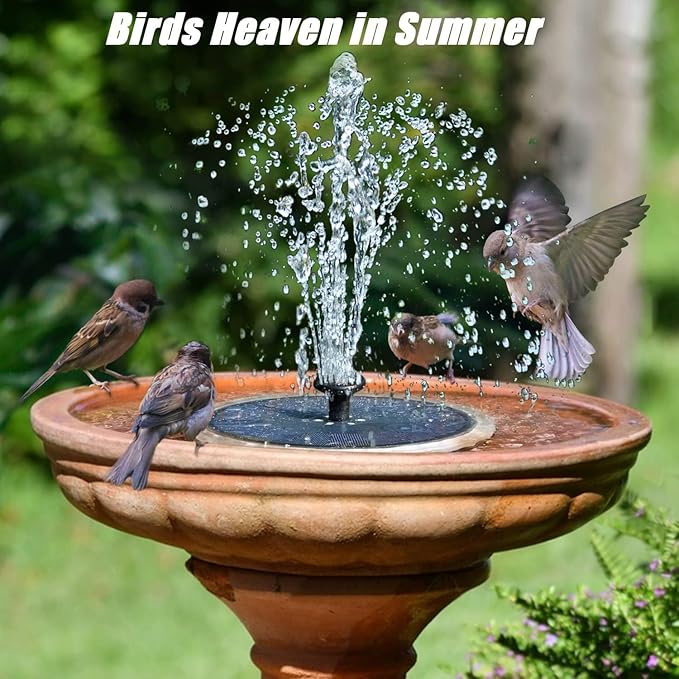 SZMP Solar Fountain, 4W Solar Powered Bird Bath Fountains with 4000 Battery, Color LED Lights, Outdoor Water Feature Fountain Pump with 7 Nozzle and 4 Fixers for Garden, Patio, Pond, and Pool