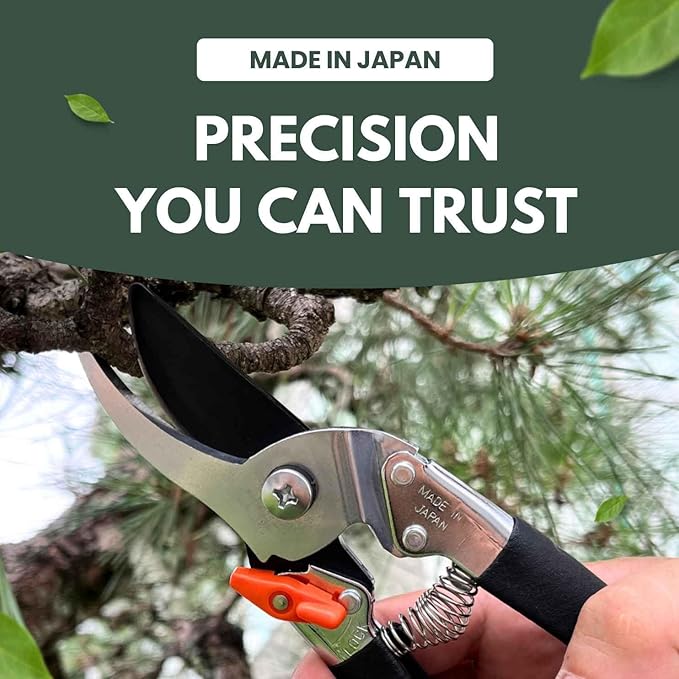 Saboten 7.9" Japanese Pruning Shears - forest Originals, Premium Steel Blades, Made in Japan, Rust Resistant, Gardening Scissors with Duracon Safety Lock
