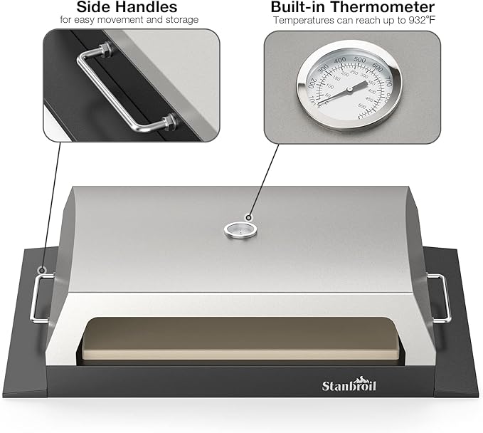 Stanbroil Outdoor Pizza Oven for Blackstone 22" 28" 36" Flat Top Gas Grill, with 19" x 15" Pizza Stone
