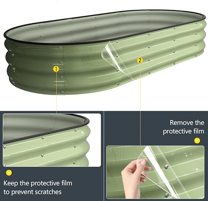Kesfitt Raised Garden Bed Kit,Outdoor Galvanized Planter Raised Boxes with Safety Edging and Gloves,Large Metal Raised Garden Beds for Gardening Vegetables,Fruits,Flower(6x3x1FT)