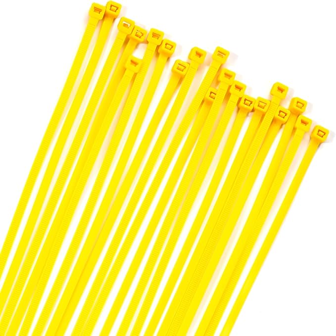 XINGO 100PCS Cable Zip Ties Heavy Duty, Premium Nylon Plastic Wire Ties with 50 Pounds Tensile Strength, Self-Locking Black Nylon Zip Ties for Indoor and Outdoor (10 inch, Yellow)