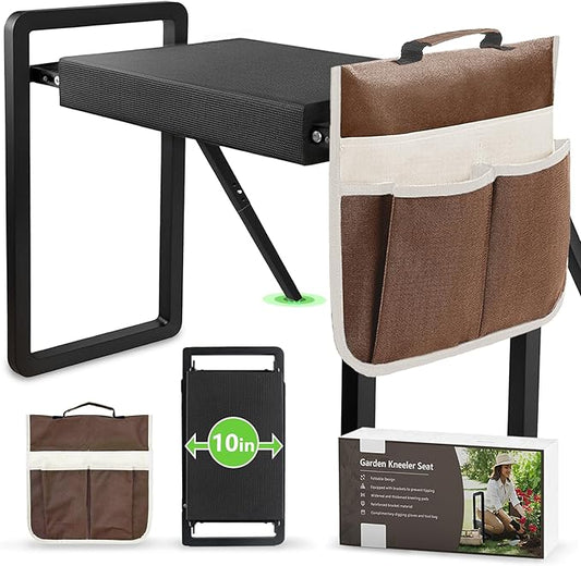 seasky Foldable Garden Kneeling and Seat, Anti-Tipping Garden Stool Widened Thick Soft Kneeling Pad，Heavy Duty Gardening Stool with Garden Tool Bag, Gardening Gift for Women(Without Gloves)