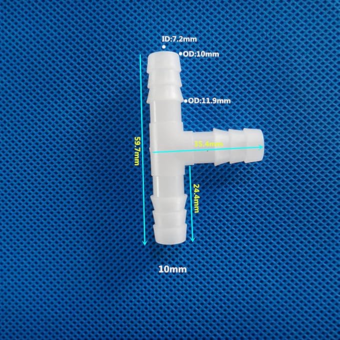 Unifizz T - Piece Hose Equal Paths Tube Accessories,10mm Equal Paths Plastic Hose Tube Connector For Cooling Watering Irrigation, Transparent, 10Pcs