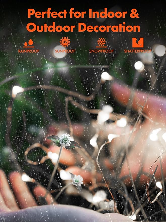 Twinkle Star 2 Pack Solar Christmas Lights Outdoor, Total 80FT 240 LED Solar Fairy Lights Waterproof with 8 Modes, Christmas Trees Light for Patio Garden Party Backyard Wedding Decor, White