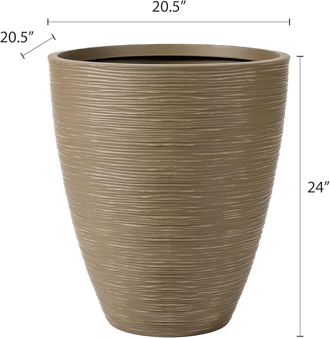 Newport 50‑Gallon Flat‑Back Rain Barrel with Stand & Planter Bundle – Sandstone | Removable Lid, UV-Stabilized Outdoor Water Storage