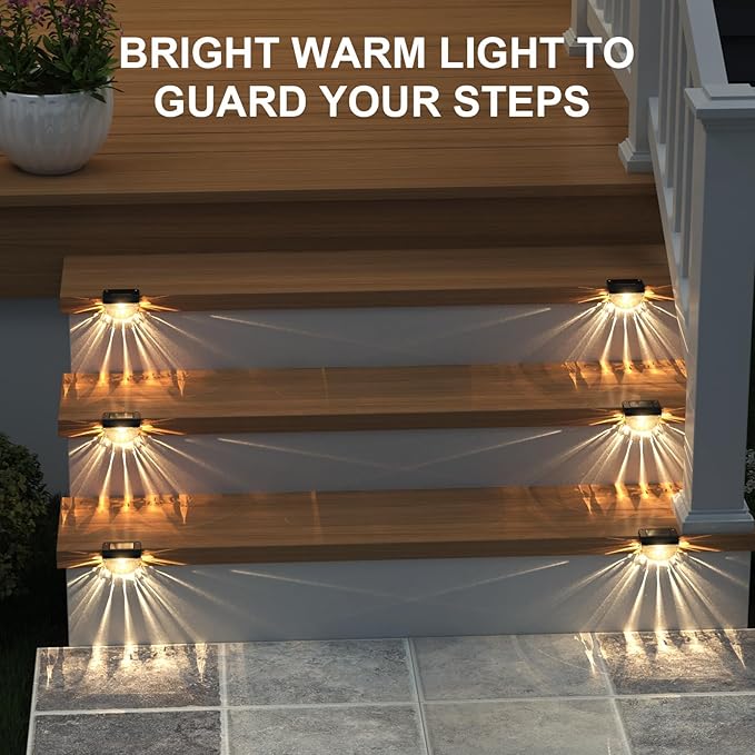 12 Pack Solar Deck Lights Outdoor, Solar Step Lights Waterproof for Outside, Yard, Patio, Garden, Pool, Railing, Stairs, Fence (Warm White)