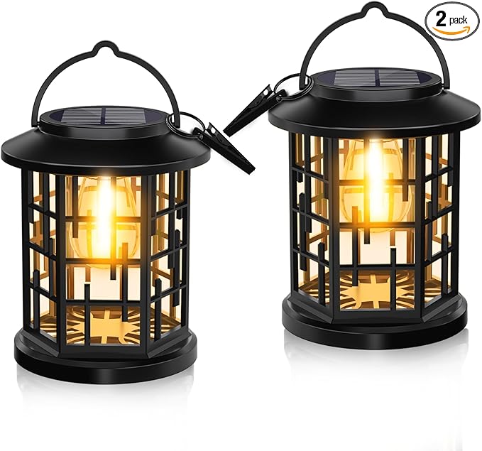 Solar Lanterns Outdoor Waterproof, Outdoor Solar Lights for Garden, Patio Yard Party Outdoor Decor, 2 Pack