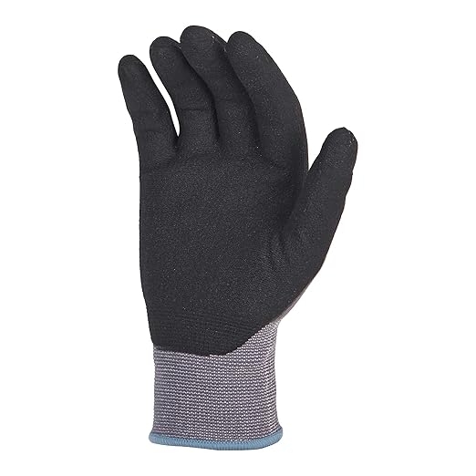 Amazon Basics Micro-Foam Nitrile Coated Work Gloves, Nylon Liner Fiber, Touch Screen, Grey, Size 7/S, 12-Pair