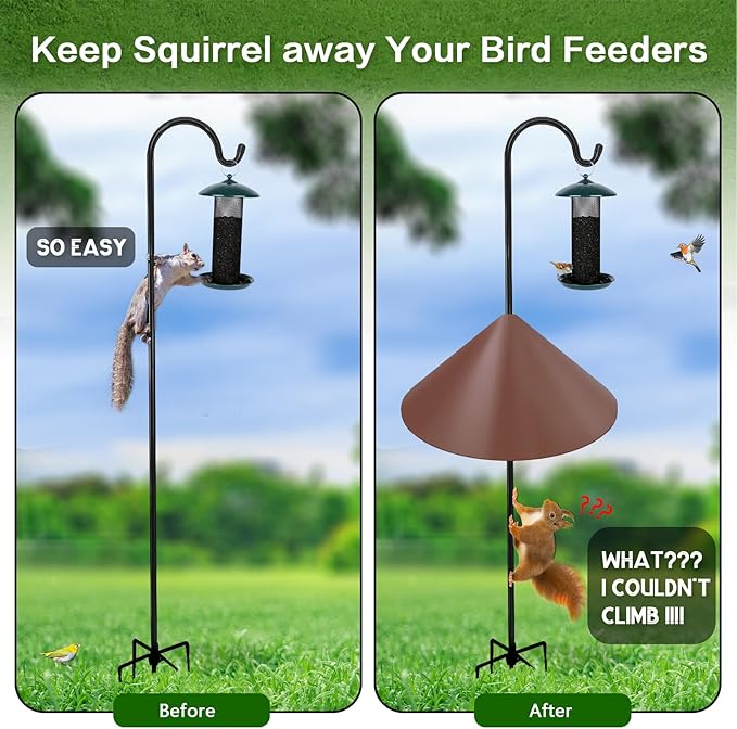 Gtongoko 19 Inch Squirrel Baffle for Bird Feeder Pole Squirrel Guards for Shepherds Hook Stopper for Bird Feeders Brown 1 Pack