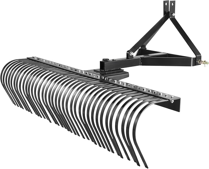 VEVOR Tow Behind Dethatcher, 72-inch Tow Dethatcher with 36 Steel Tines, 3-Point Lawn Dethatcher Rake with Attachments for Tractor, Landscape Rake for Garden, Farm, Grass