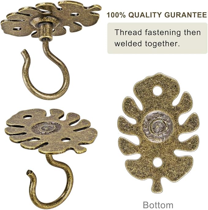 Dolibest Wall Mount Ceiling Hooks,Plant Hooks for Ceiling Metal Plant Bracket Iron Wall Mount Lanterns Hangers Hooks for Hanging Plants Lights, Outdoor Wire, Fairy Lights, Wind Chimes, Bronze(2PCS)