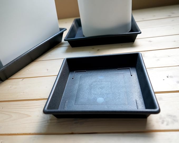 Square Plant Saucer 14 Inch 5 Pack 8 12 14 16 18 20 Plant Trays for Pots Heavy Duty Plastic Plant Saucers for Indoors Outdoors, Flower Pot No Holes Plant Drip Trays