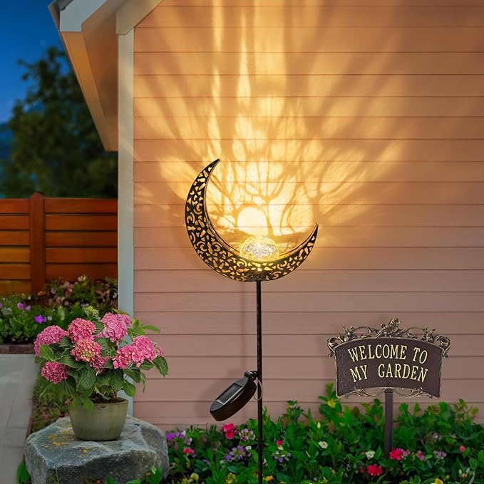 HOMEIMPRO Moon Solar Lights Outdoor Garden Decor Gifts for Women,Waterproof Stakes Yard Decorations for Lawn, Patio Accessories, Backyard Ornaments Birthday,Mothers Day Gifts Mom Grandma (Bronze)