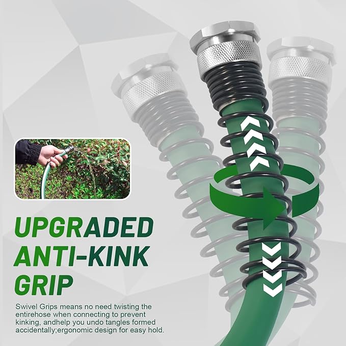 Short Garden Hose 10 ft 15 ft – Outdoor Hybird Water Hose with Solid Fitting - Flexible, Kinkless, Lightweight, Heavy Duty Garden Hose for Lawn Watering, Car Washing - Burst 500 Psi (15 ft)