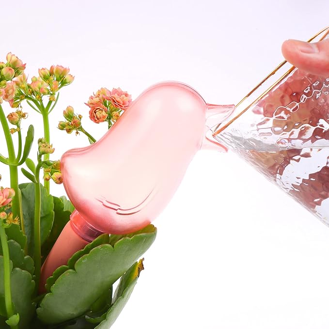 6 Pack Self Watering Spikes Plant Waterer Bird Shape Self Watering Globes Clear Watering Stakes Automatic Drip Irrigation Water Devices Vacation Houseplant Potted Plant Watering Bulbs