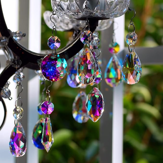 12pcs Hanging Glass Crystals Prism for Windows, Chandelier Decoration, Rainbow Maker Suncatcher